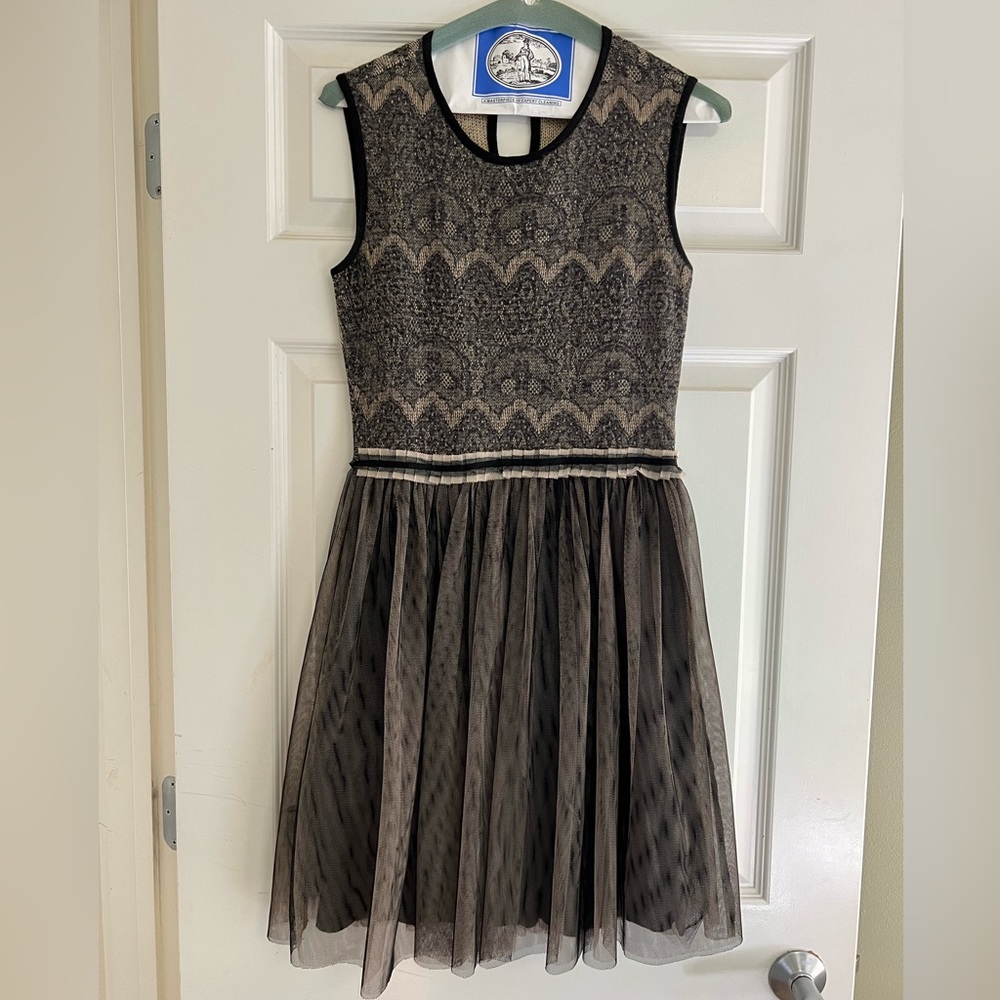 Like new Anthropologie one piece tank dress. Knit lace on top with tulle skirt
